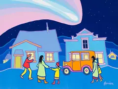 Passing Comet by Ted Harrison, 1987, oil on canvas, sold Mar 2022