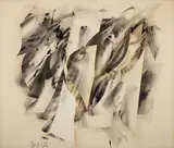 Polar #28 by Toni Onley, 1962, oil and canvas collage, sold Mar 2022