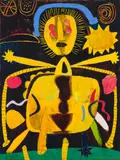 Arrival of the Sun Goddess by Peter Aspell, 1987, oil on canvas, sold Mar 2022