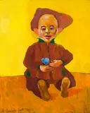 Dwarf with Butterfly by Peter Aspell, 1993, oil on foamcore, sold Mar 2022