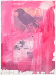 Raven by Carl Beam, mixed media on paper, sold Feb 2022