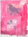 Raven by Carl Beam, mixed media on paper, sold Feb 2022