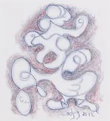 The Agitated Moth by Daphne Odjig, 2012, coloured pencils on paper, sold Feb 2022