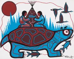 Turtle Island by Roy Thomas, acrylic on paper, sold Feb 2022