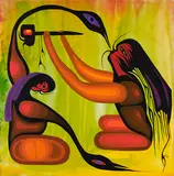 The Pipe Ceremony by Cecil Youngfox, 1979, acrylic on canvas, sold Feb 2022