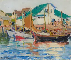 Anse-à-Beaufils by Rita Mount, oil on canvas board, sold Feb 2022