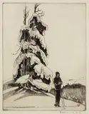 Skier by John Byrne, etching on paper, sold Jan 2022