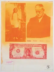One Dollar by Carl Beam, mixed media on paper, sold Jan 2022