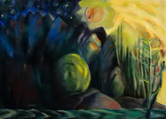 Nightingale by Barbara Milne, oil on canvas, sold Jan 2022