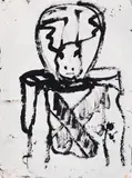 Bunny Man / Face (verso) by John Scott, 1993, double-sided acrylic on paper, sold Jan 2022