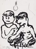 Two Figures by John Scott, 1993, acrylic on paper, sold Jan 2022