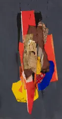 Dancing Red by Frank Leonard Brooks, mixed media collage on board, sold Jan 2022