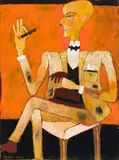 Elitist by Peter Aspell, 2001, oil on paper, sold Jan 2022