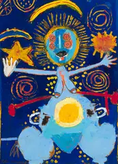 Woman Mad with Starlight by Peter Aspell, 1987, oil on paper, sold Jan 2022