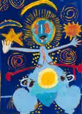 Woman Mad with Starlight by Peter Aspell, 1987, oil on paper, sold Jan 2022