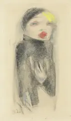 Junge Frau by Werner Scholz, 1932, Farbkreide auf Bütten, sold Jun 2018