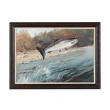 Leaping Coho Salmon by Delaunay Naylor, Oil on masonite, sold Nov 2024