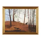 Flock of Wild Turkeys by Sidney E. King, Oil on canvas, sold Nov 2024