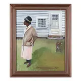 Figure and Dog by James A. Johnson, Acrylic on canvas, sold Nov 2024