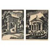 The Old Well and The Arch (Two Works) by Anne Kesler Shields, Woodblock prints, sold Nov 2024