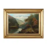 Autumnal Landscape with Figure by William Russell, Oil on canvas (lined), sold Nov 2024