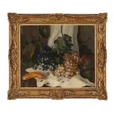 Still Life with Grapes and a Banana by J. Ros, Oil on canvas, sold Nov 2024
