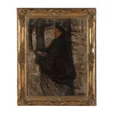 Dame Met by Herman Jan Rouville de Meux, Oil on canvas, sold Nov 2024