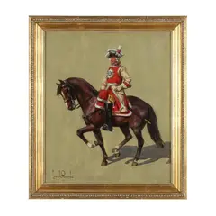 Cavalry Officer on Horseback by Leszek Piasecki, Oil on canvas, sold Nov 2024