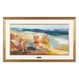 Bathers on the Beach by Eugenius Pilawa, Oil on canvas, sold Nov 2024