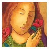 Portrait of a Woman with Red Flower by Stephan Whittle, Mixed media on paper, sold Nov 2024