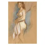 Nude Study by Raphael Soyer, Crayon on paper, sold Nov 2024