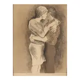 Embrace by Raphael Soyer, Etching with aquatint, sold Nov 2024