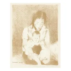 Mother and Child by Raphael Soyer, A lithograph in sepia on paper, sold Nov 2024