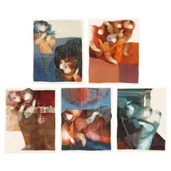 Suite Biblique (Complete Suite of Five Works) by Alvar Suñol Munoz-Ramos, Complete suite of five lithographs in color with embossing on Arches paper, sold Nov 2024