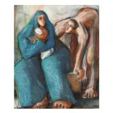 Mother and Child with Man by Eve Whitaker, Mixed media on paper, sold Nov 2024