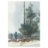 Untitled (Man in Snow) by Edward Gifford, Watercolor and gouache on paper, sold Nov 2024