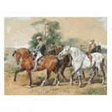 Horses and Drovers by Harden Sidney Melville, Watercolor and gouache on paper, sold Oct 2024