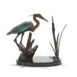 Great Blue Heron by Bill Hunt, Patinated bronze, sold Oct 2024