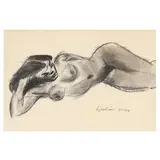 Reclining Nude by Leslie Kay, Charcoal on paper, sold Oct 2024