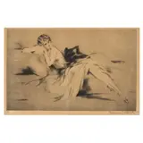 Solitude by Louis Icart, Drypoint etching on paper, sold Oct 2024