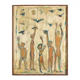 Figures and Birds Under the Sun by Frank Kleinholz, Oil on masonite, sold Oct 2024