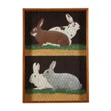 Rabbit Cage by Marianne Wydler, Oil on panel with three-dimensional wire and pine display, sold Oct 2024
