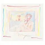 Homage to Picasso by Peter Max, Etching with extensive hand embellishments in colored pencil and watercolor, sold Oct 2024