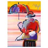 Umbrella Man by Peter Max, Mixed media with extensive acrylic over print on paper, sold Oct 2024