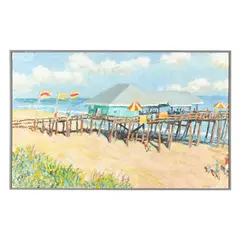 Fishing Pier and Beach With No Dogs, Nags Head by Kyle Highsmith, Oil on canvas, sold Oct 2024