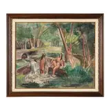 Bathers - Woodstock by Claude Howell, Oil on canvas board, sold Oct 2024