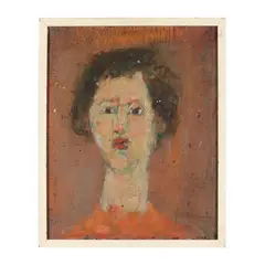 Portrait of Ann Seltman by George Bireline, Mixed media on board, sold Oct 2024