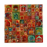 Red Houses by Andrea Dasha Reich, Mixed media infused resin on panel, sold Oct 2024