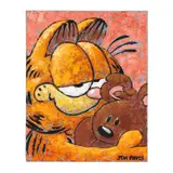 An Original Painting of Garfield and Pooky by Jim Davis, Acrylic on canvas, sold Oct 2024