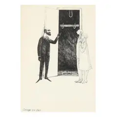 Cottage for Sale by Edward Gorey, Ink on paper, sold Oct 2024